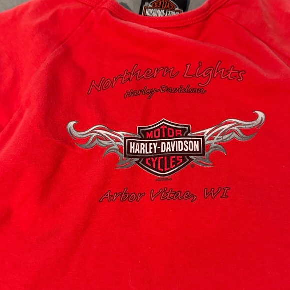 Harley Davidson T-shirt women's size small Northern Lights Arbor Vitae Wisconsin - Picture 6 of 6
